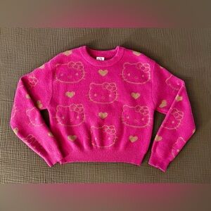 Hello Kitty Sanrio - Hot Pink and Gold Heart Sweater